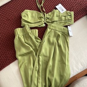 Showpo halter satin crop pant set